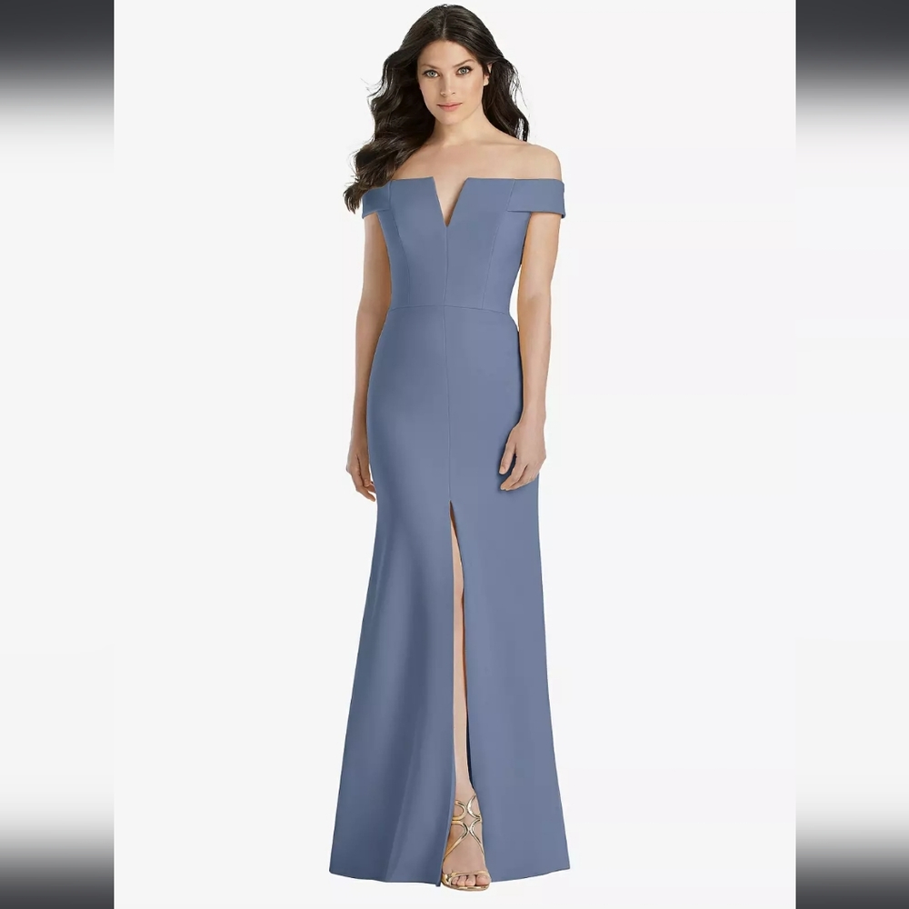 Dessy Collection Off-The-Shoulder Notch Trumpet Gown With Front Slit In …